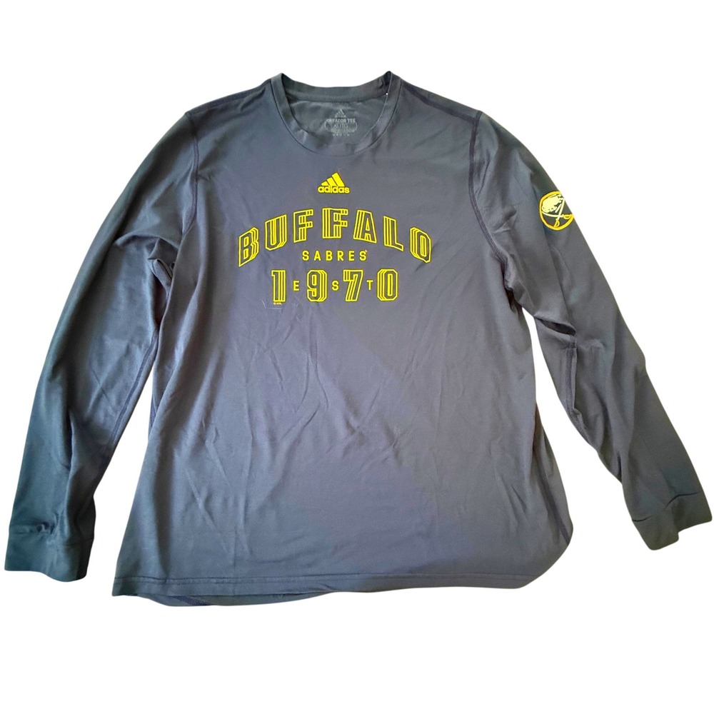 Adidas Buffalo Sabres 1970 Creator Tee Navy Blue Long Sleeve Shirt XL EA1191
